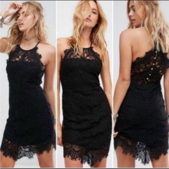 Free People Dresses & Skirts - Free People She’s Got It Black Lace Slip Dress | Size Large